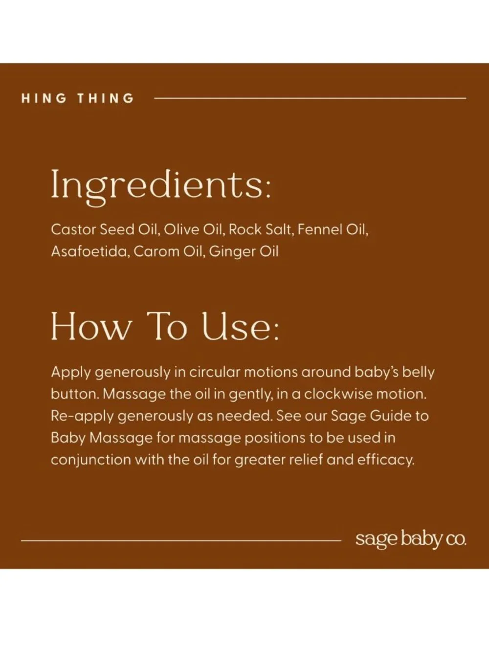 NEW Sage Baby Co Hing Thing Natural Belly Comfort Roll On Fennel Oil mess free